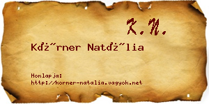 Körner Natália névjegykártya